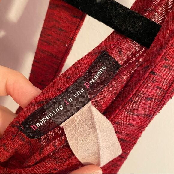 HAPPENING in the present h.i.p dark red tank top with back cut outs size small - Picture 3 of 5